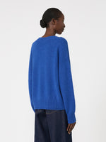 Alpaca And Cotton Yarn Sweater for Women - Cornflower Blue - Max Mara KSA