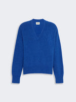 Alpaca And Cotton Yarn Sweater for Women - Cornflower Blue - Max Mara KSA