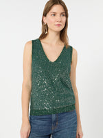 Sleeveless Sweater With Sequin Detail for Women - Green - Max Mara KSA