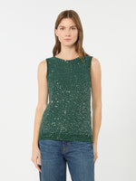 Sleeveless Sweater With Sequin Detail for Women - Green - Max Mara KSA