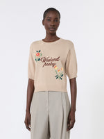 Embroidered Cotton Yarn Sweater for Women - Sand - Max Mara KSA