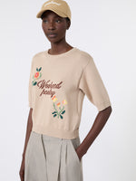 Embroidered Cotton Yarn Sweater for Women - Sand - Max Mara KSA