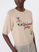 Embroidered Cotton Yarn Sweater for Women - Sand - Max Mara KSA