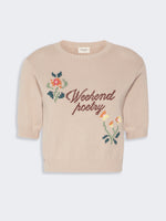 Embroidered Cotton Yarn Sweater for Women - Sand - Max Mara KSA