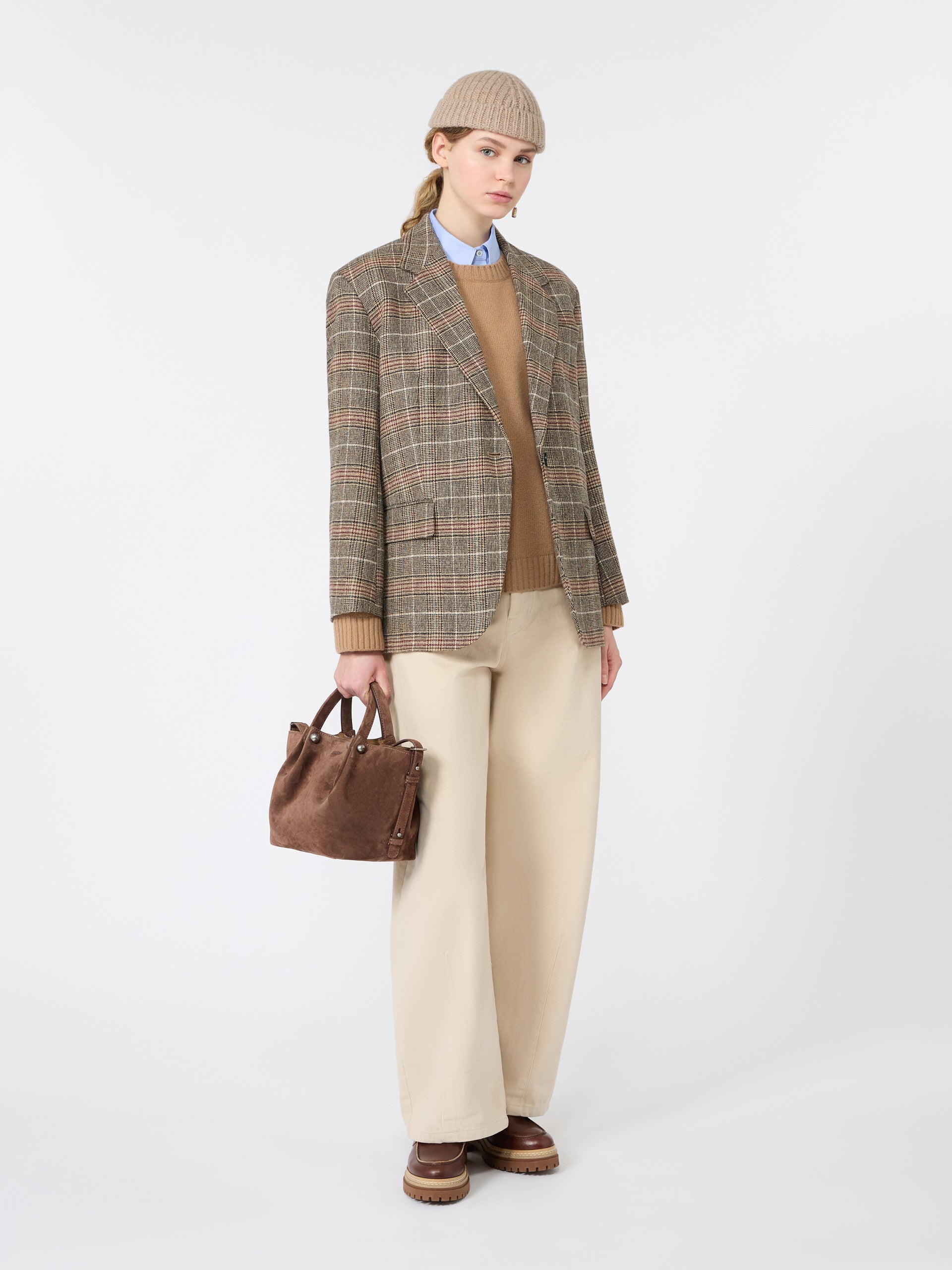 Oversized Wool Jumper for Women - Camel - Max Mara KSA