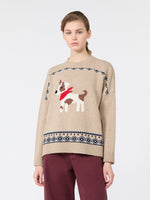Loose Jumper In Wool Jacquard for Women - Sand - Max Mara KSA