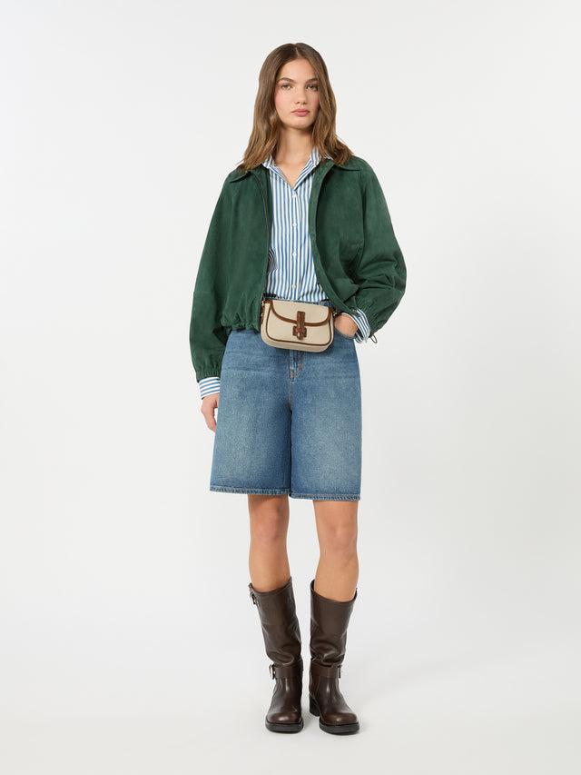Suede Jacket for Women - Dark Green - Max Mara KSA