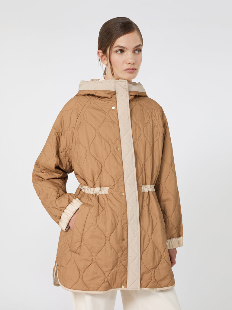 max mara جاكيت باركا مبطن بوجهين من الكانفاس الطارد للماء