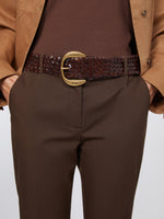 Braided Leather Belt for Women - Dark Brown - Max Mara KSA