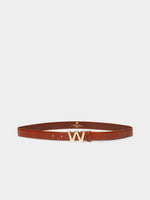 Leather Belt With Logo Buckle for Women - Tobacco - Max Mara KSA