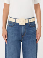 Shiny Nappa Leather Belt for Women - Ivory - Max Mara KSA