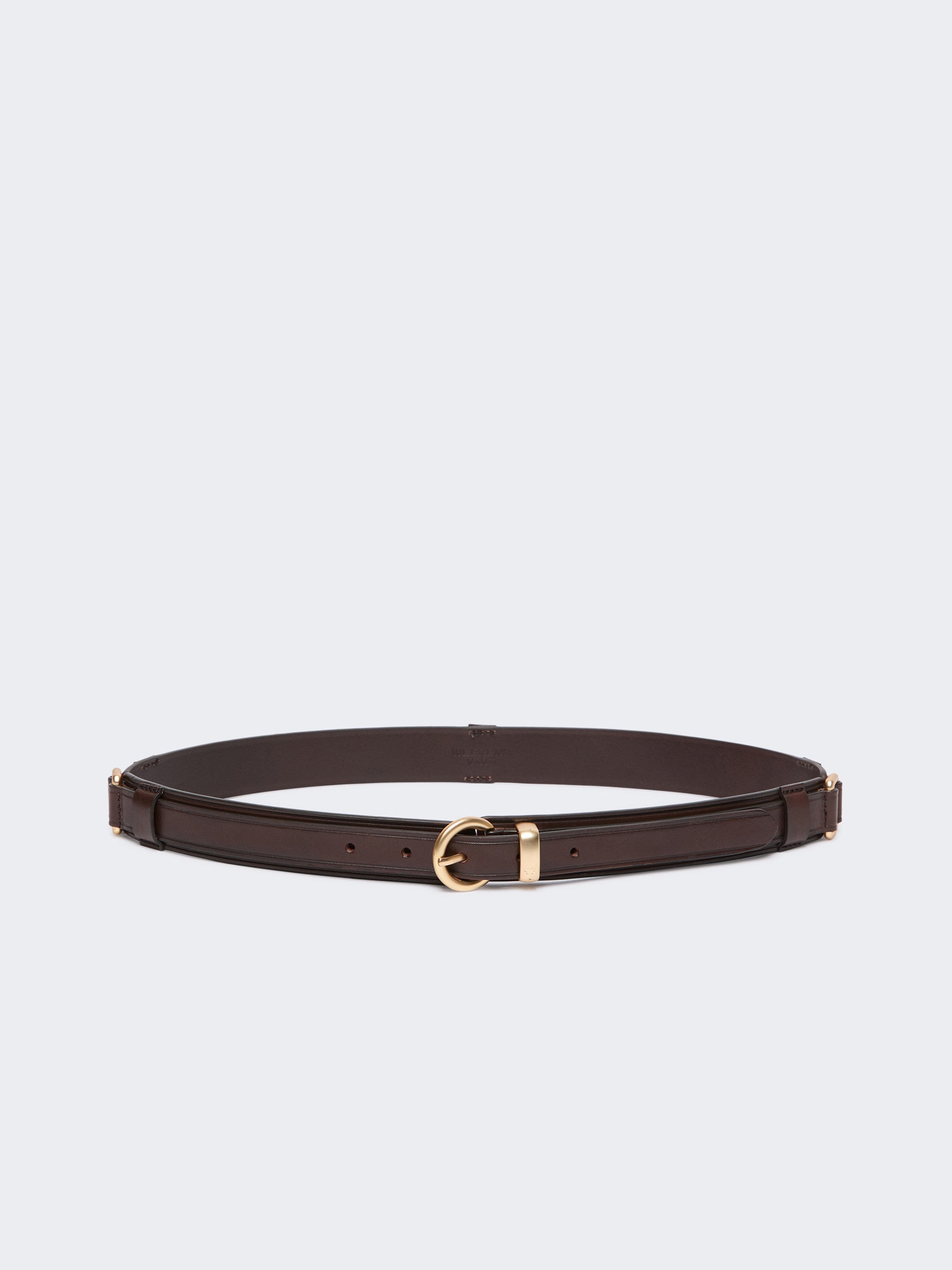 Leather Belt With Rectangular Rings for Women - Dark Brown - Max Mara KSA