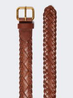 Woven Leather Belt for Women - Tobacco - Max Mara KSA