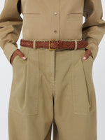 Woven Leather Belt for Women - Tobacco - Max Mara KSA