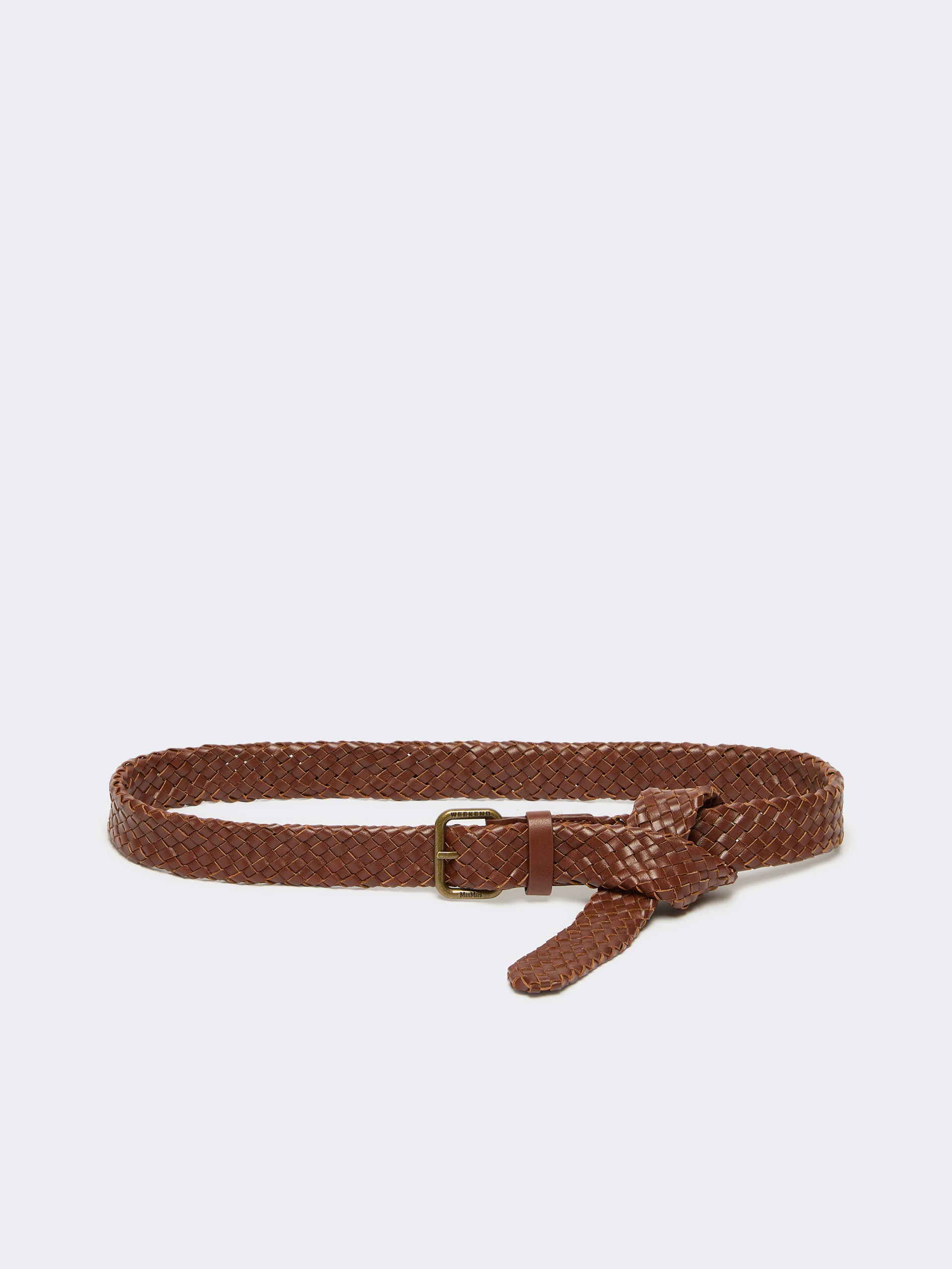 Woven Leather Belt for Women - Tobacco - Max Mara KSA