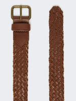 Woven Leather Belt for Women - Tobacco - Max Mara KSA