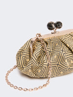 Small Pasticcino Bag In Linen, Silk And Cotton Jacquard for Women - Yellow - Max Mara KSA