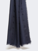 Jacquard-Knit Wool And Silk Shawl for Women - Midnightblue - Max Mara KSA