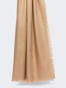 Jacquard Wool And Silk Shawl for Women - Camel - Max Mara KSA