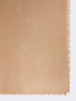 Jacquard Wool And Silk Shawl for Women - Camel - Max Mara KSA