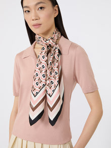 Printed Silk Scarf for Women - Ivory - Max Mara KSA