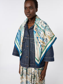 Printed Silk Scarf for Women - China Blue - Max Mara KSA