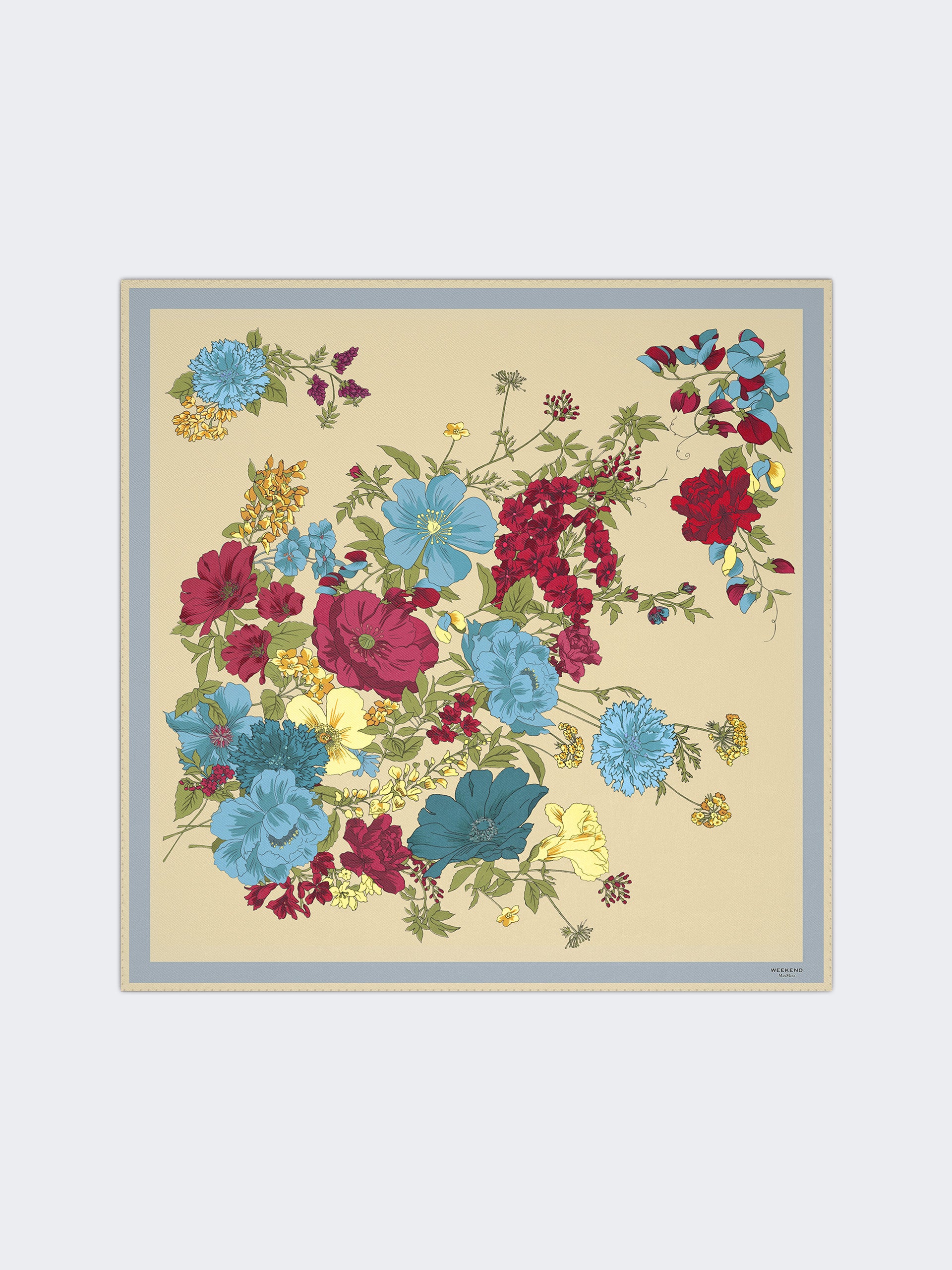 Patterned Silk Twill Foulard for Women - Beige - Max Mara KSA
