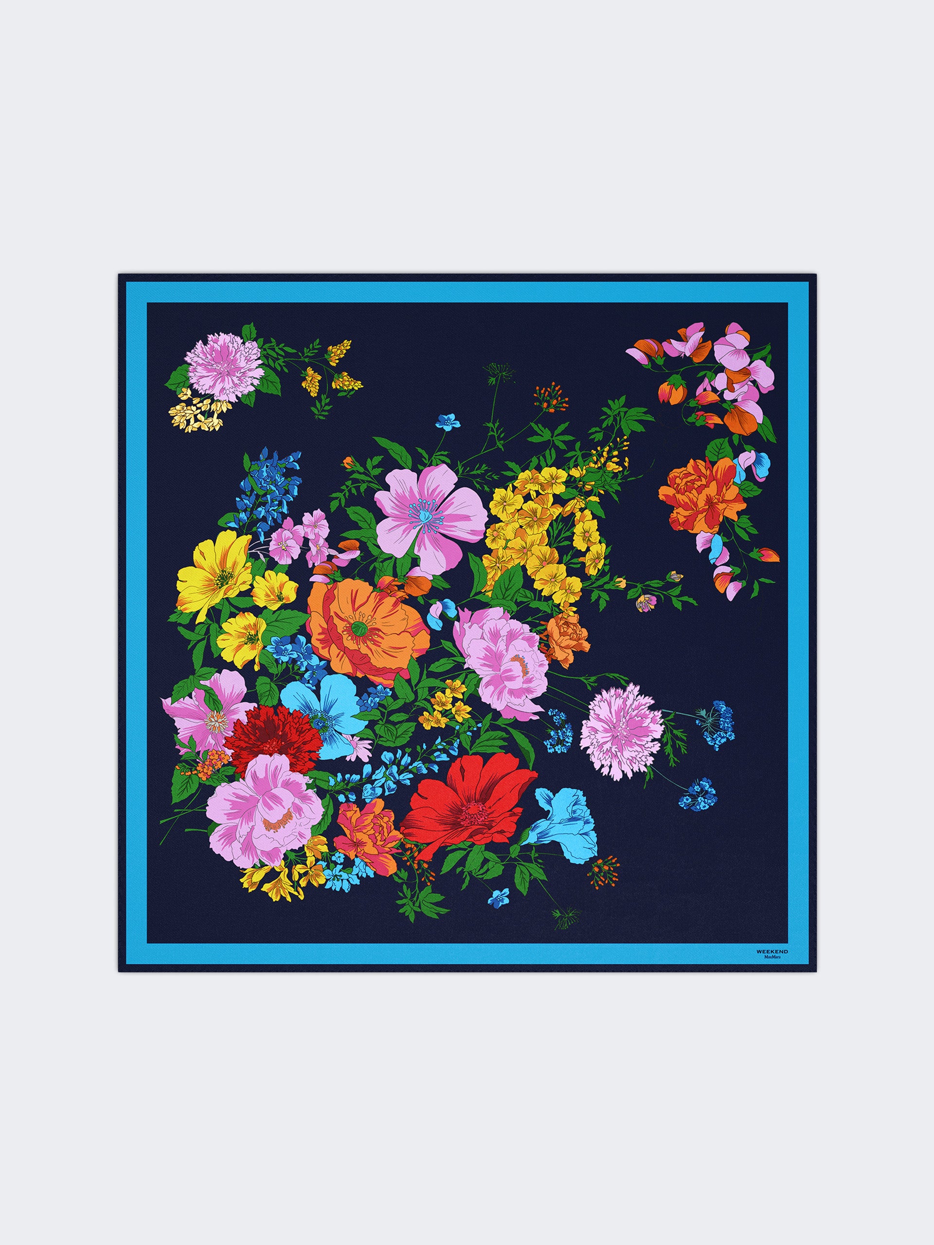 Patterned Silk Twill Foulard for Women - Midnightblue - Max Mara KSA