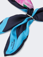 Patterned Silk Twill Foulard for Women - Midnightblue - Max Mara KSA