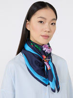 Patterned Silk Twill Foulard for Women - Midnightblue - Max Mara KSA