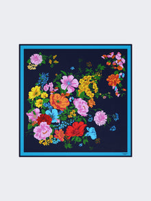 Patterned Silk Twill Foulard for Women - Midnightblue - Max Mara KSA