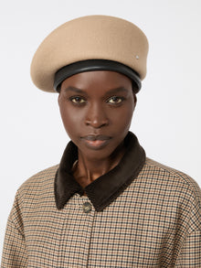 Wool Felt Beret for Women - Camel - Max Mara KSA