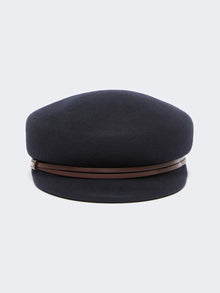 Wool Felt Baker Boy Hat for Women - Ultramarine - Max Mara KSA