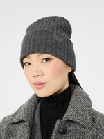 Ribbed Wool Beanie for Women - Dark Grey - Max Mara KSA