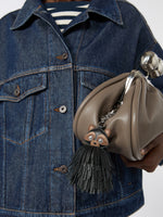 Nappa Leather Keyring With Fringes for Women - Medium Grey - Max Mara KSA
