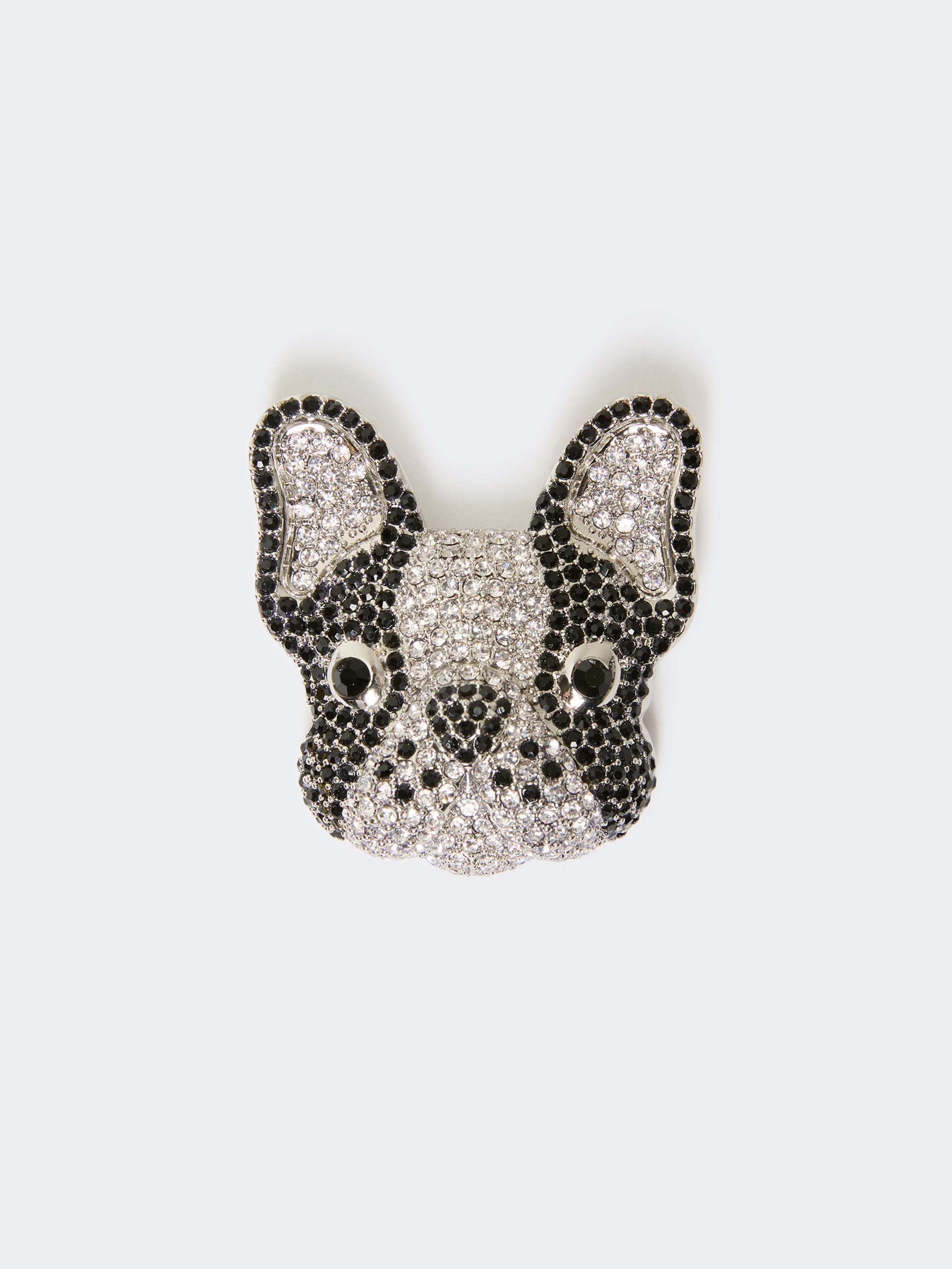 Metal Brooch With Rhinestones for Women - Black - Max Mara KSA
