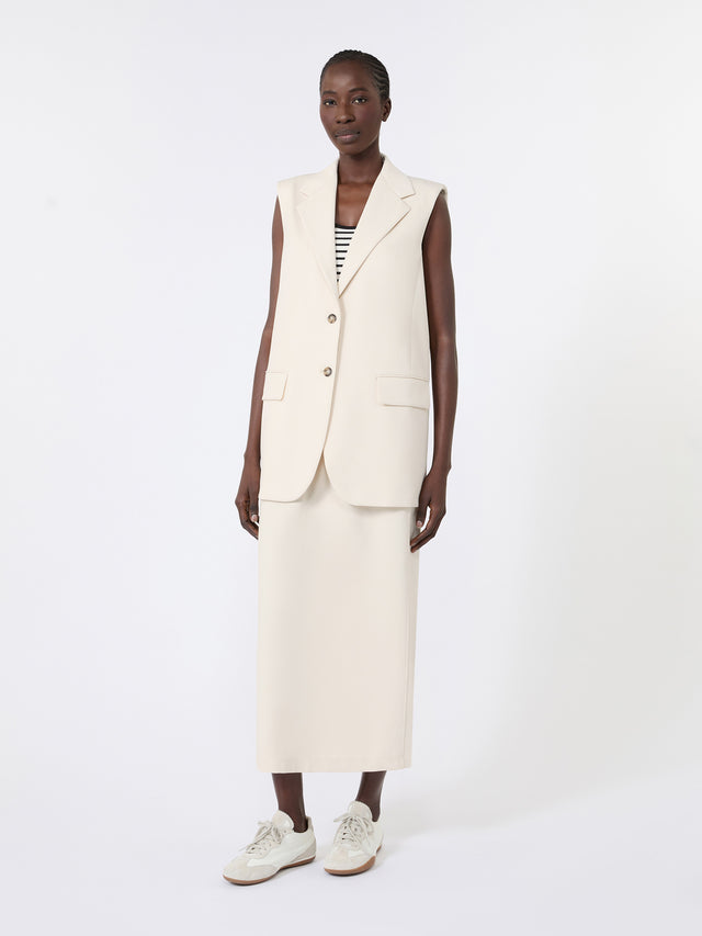 Milano-Knit Jersey Skirt for Women - Ivory - Max Mara KSA
