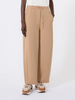 Scuba Jersey Barrel-Leg Trousers for Women - Tobacco - Max Mara KSA