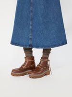Leather Lace-Up Ankle Boots for Women - Brown - Max Mara KSA