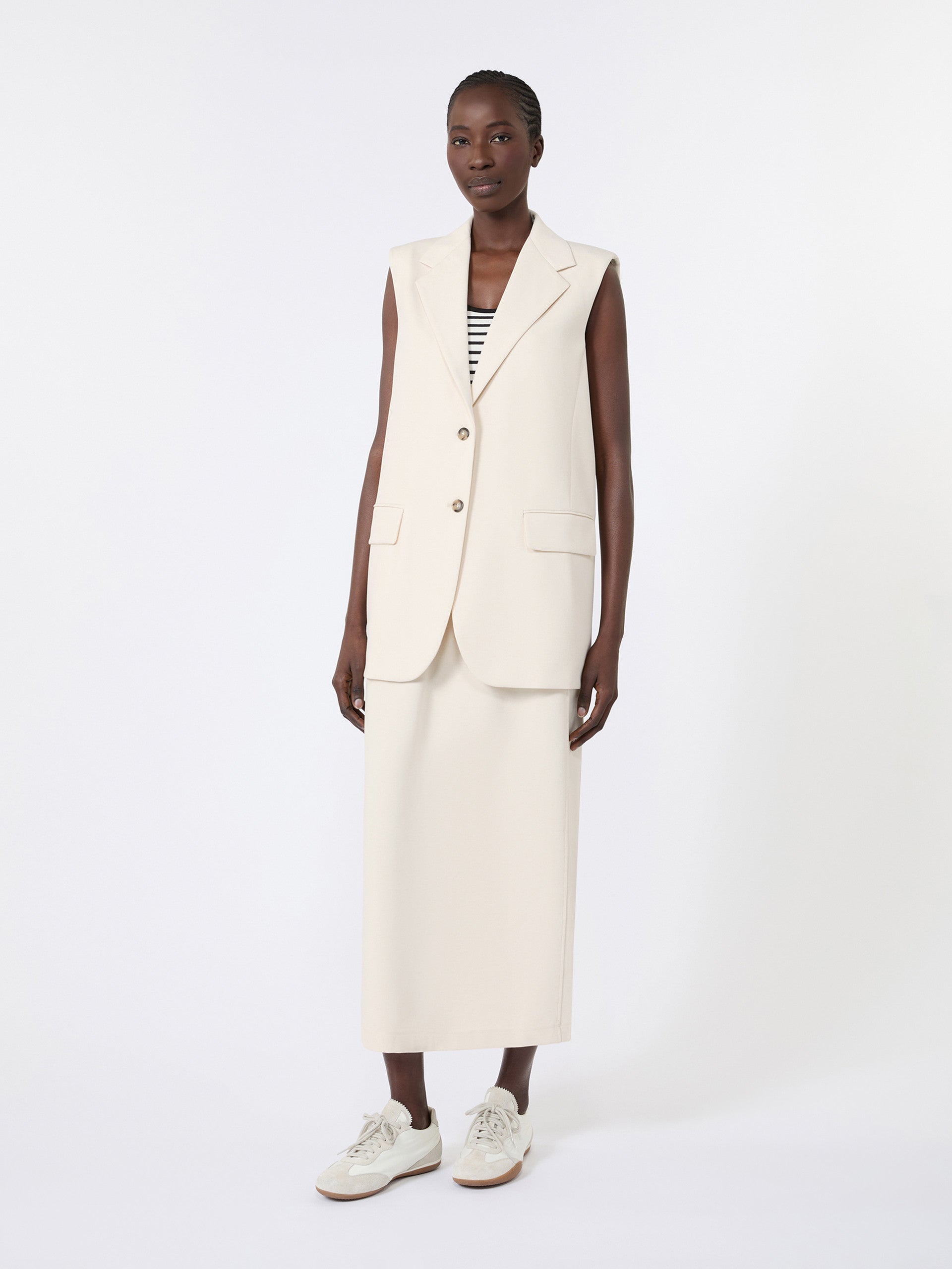 Milano-Knit Jersey Gilet for Women - Ivory - Max Mara KSA