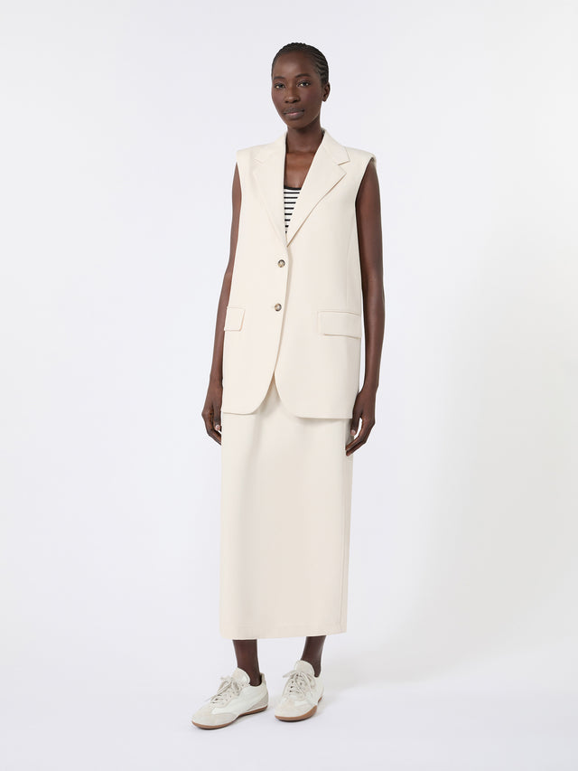 Milano-Knit Jersey Gilet for Women - Ivory - Max Mara KSA