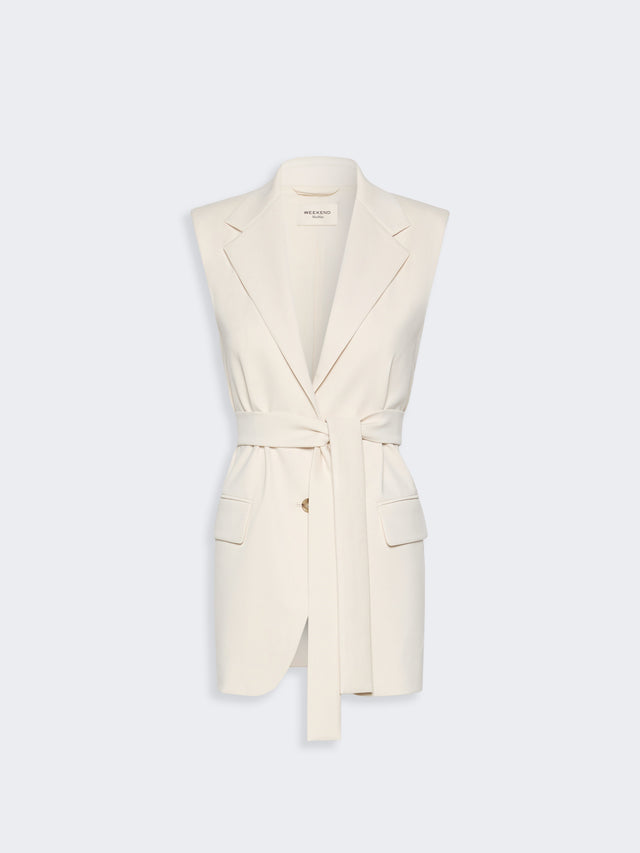 Milano-Knit Jersey Gilet for Women - Ivory - Max Mara KSA