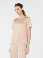 Satin Crew-Neck T-Shirt for Women - Pink - Max Mara KSA