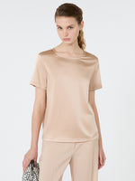 Satin Crew-Neck T-Shirt for Women - Pink - Max Mara KSA