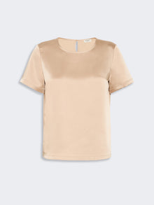 Satin Crew-Neck T-Shirt for Women - Pink - Max Mara KSA
