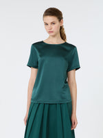 Satin Crew-Neck T-Shirt for Women - Green - Max Mara KSA