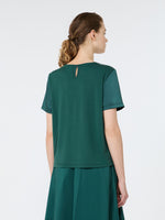 Satin Crew-Neck T-Shirt for Women - Green - Max Mara KSA
