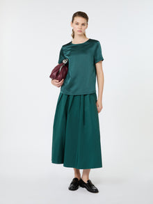 Satin Crew-Neck T-Shirt for Women - Green - Max Mara KSA