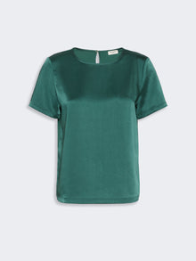 Satin Crew-Neck T-Shirt for Women - Green - Max Mara KSA