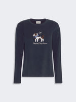 Long-Sleeved Jersey T-Shirt for Women - Navy - Max Mara KSA